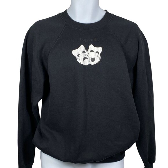 Vintage Comedy Tragedy Theater Masks Sweatshirt Mens XL Hanes Made in USA - Picture 1 of 5